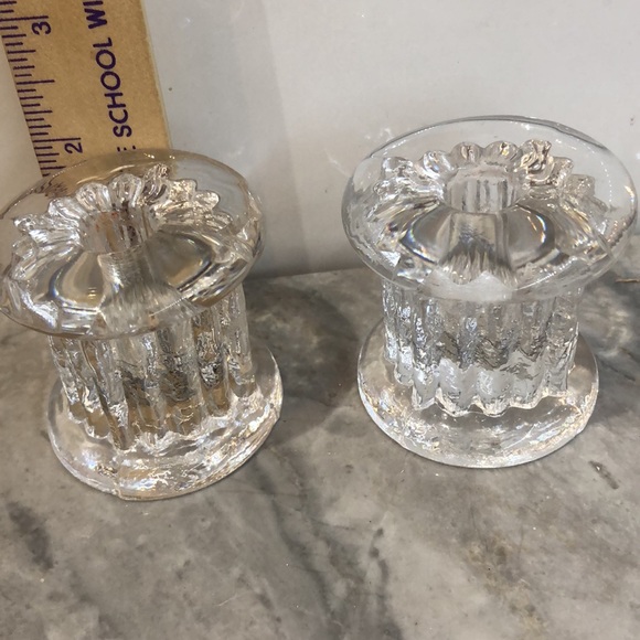 Set of 2 KOSTA BODA RURIK Scandinavian Clear Ice Glass Candlestick holders - Picture 3 of 15